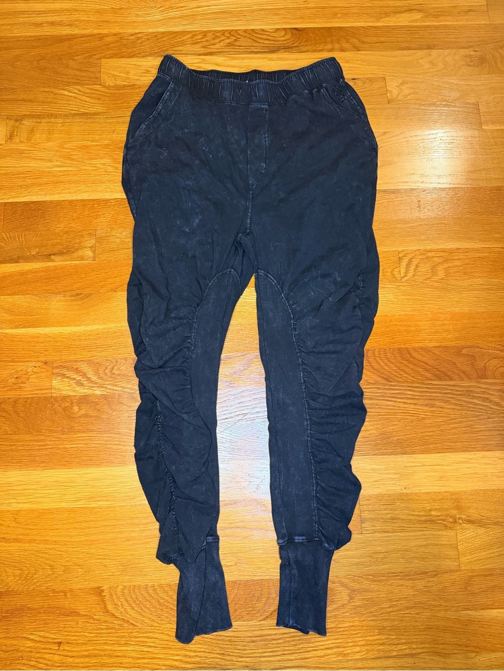 Free People FP Movement Small Washed Black Ruched Jogger Pants Pockets